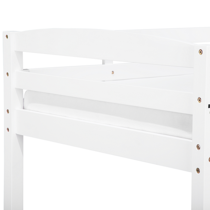 Beliani-REGAT -Stapelbed met opbergruimte-Wit-90 x 200 cm-Dennenhout