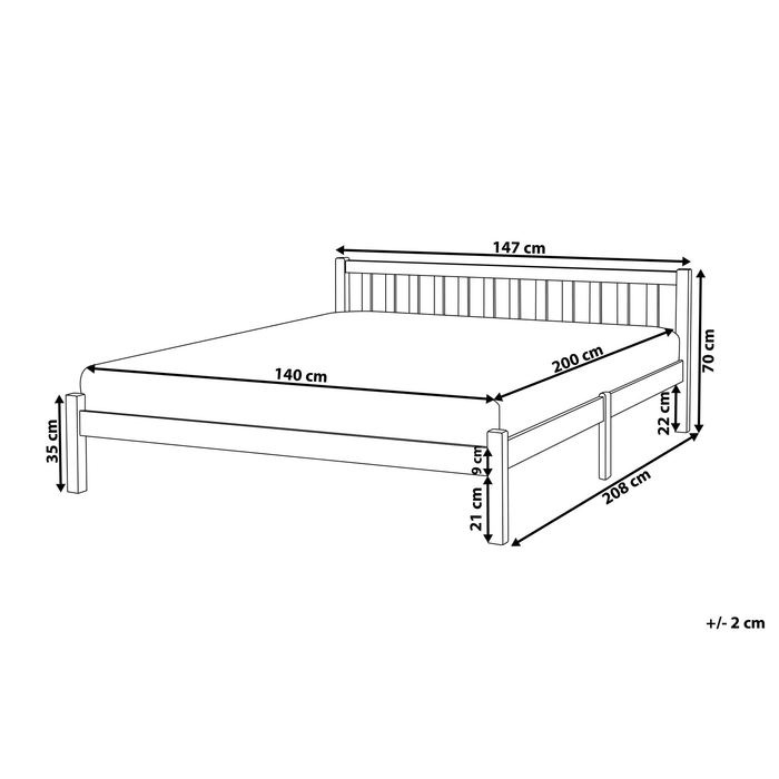 Beliani-FLORAC -Tweepersoonsbed-Marineblauw-140 x 200 cm-Dennenhout