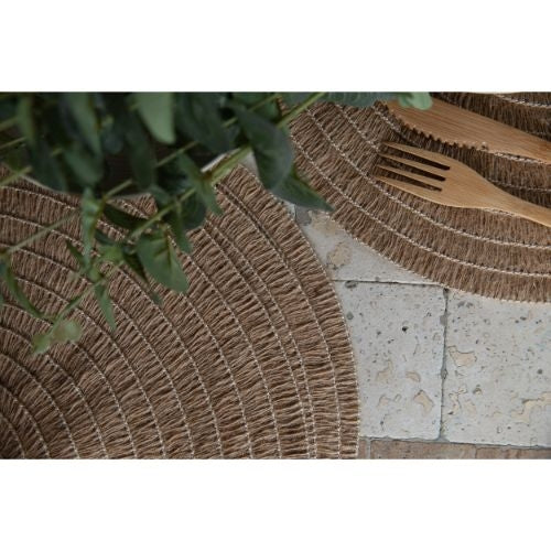 Placemats, Rond, Set van 4 Stuks, Geweven, Naturel - Creative Tops