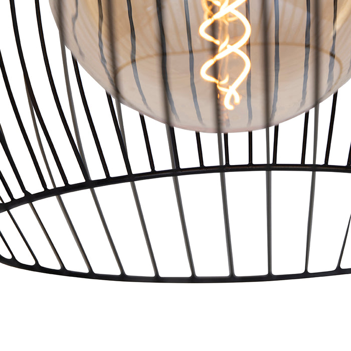 QAZQA Design ronde hanglamp zwart 40 cm - Dos