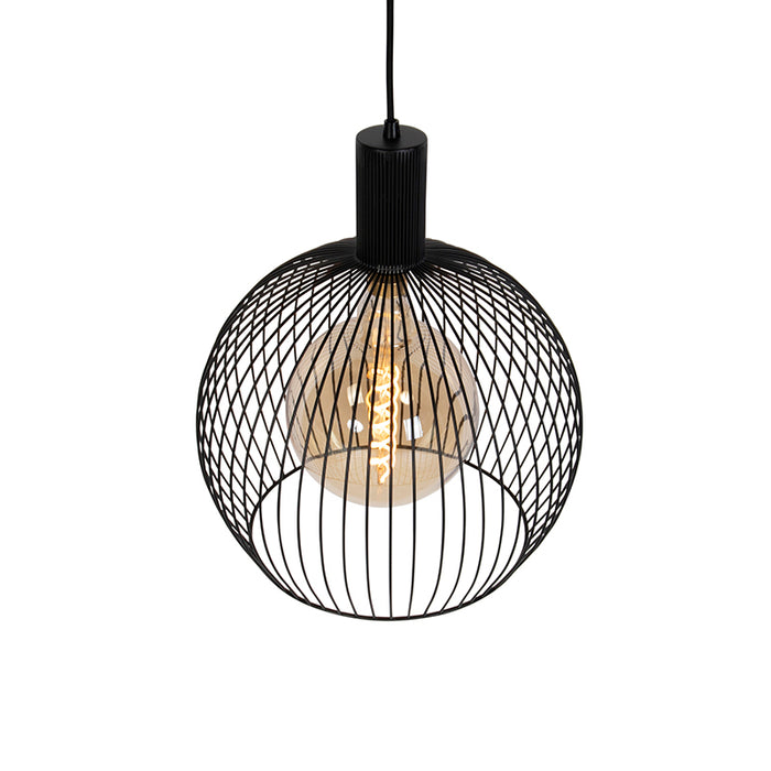 QAZQA Design ronde hanglamp zwart 40 cm - Dos