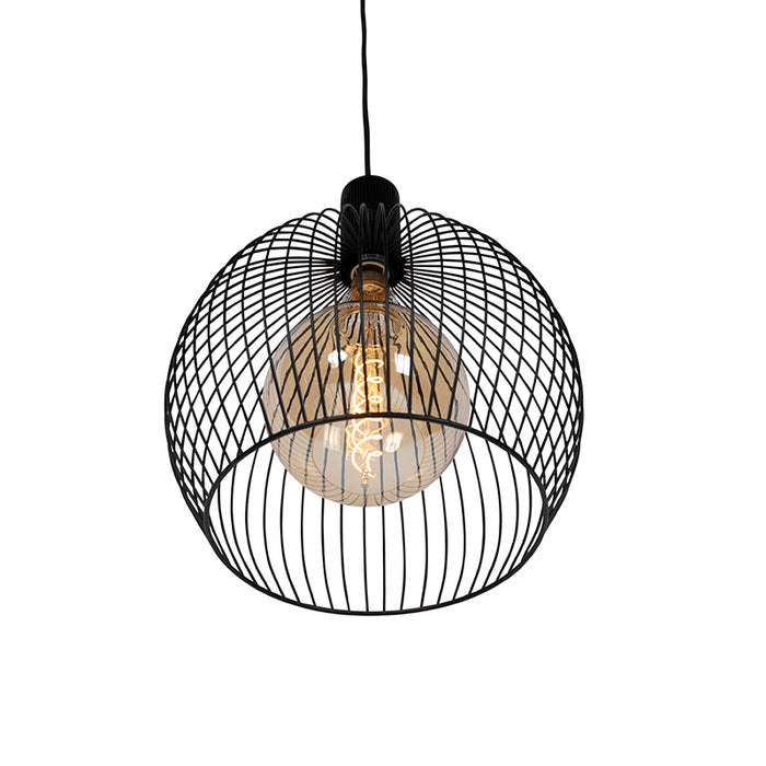 QAZQA Design ronde hanglamp zwart 40 cm - Dos