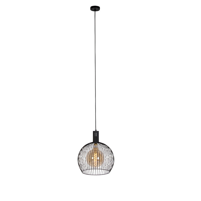 QAZQA Design ronde hanglamp zwart 40 cm - Dos
