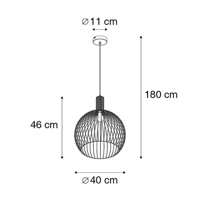 QAZQA Design ronde hanglamp zwart 40 cm - Dos