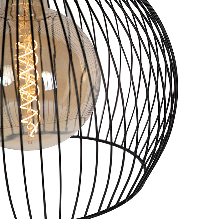 QAZQA Design ronde hanglamp zwart 40 cm - Dos