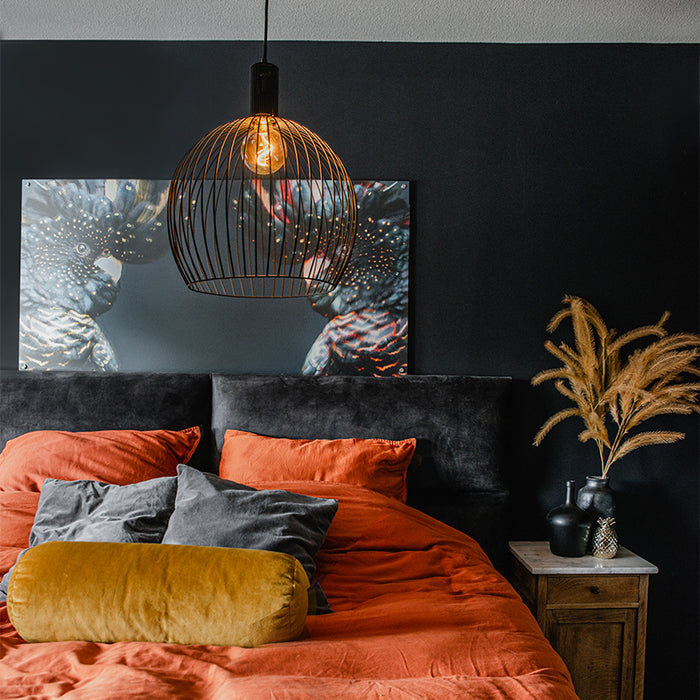 QAZQA Design ronde hanglamp zwart 40 cm - Dos