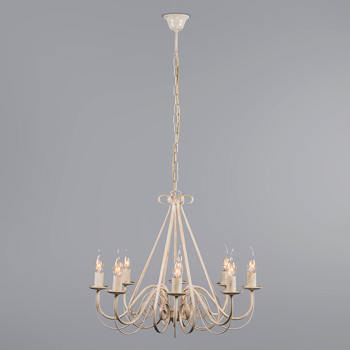 QAZQA Kroonluchter crème 60 cm met taupe klemkappen - Giuseppe