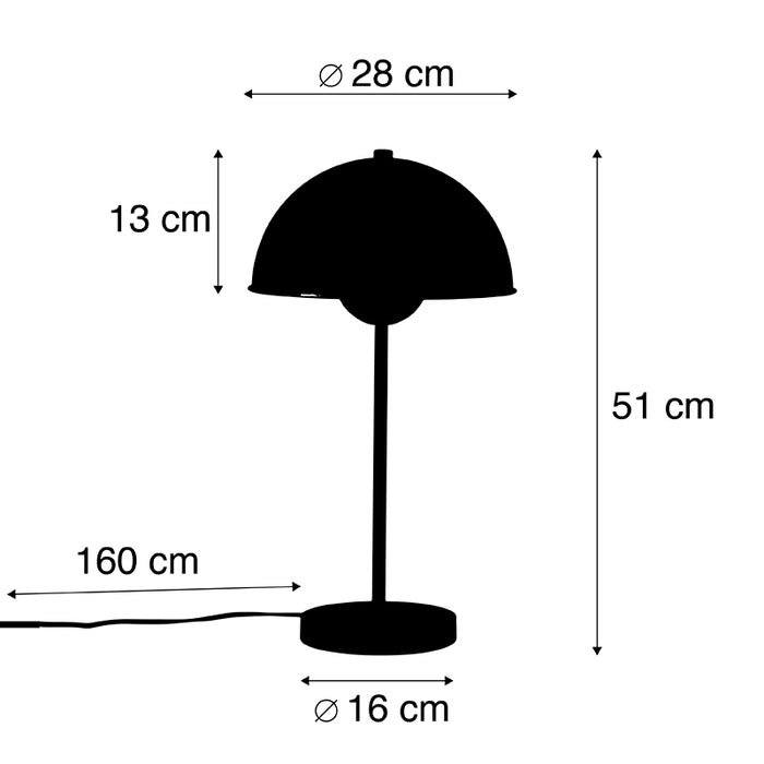 QAZQA Retro tafellamp mushroom zwart met goud - Magnax