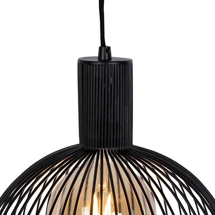 QAZQA Design ronde hanglamp zwart 30 cm - Dos