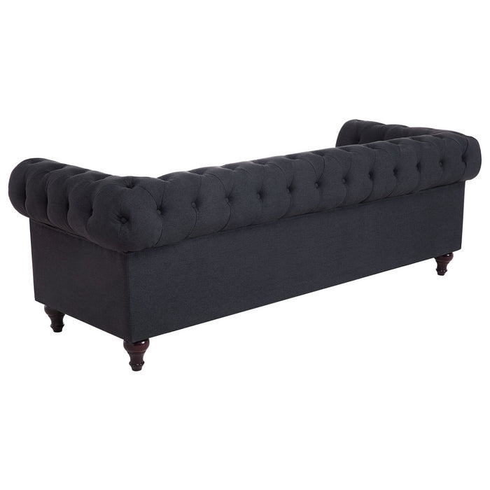 Beliani - CHESTERFIELD - Driezitsbank - Grafietgrijs - Polyester