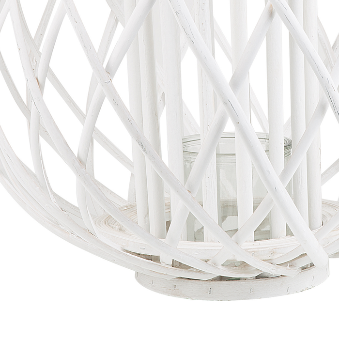 Beliani - SAMOA - Lantaarn - Wit - Wilgenhout