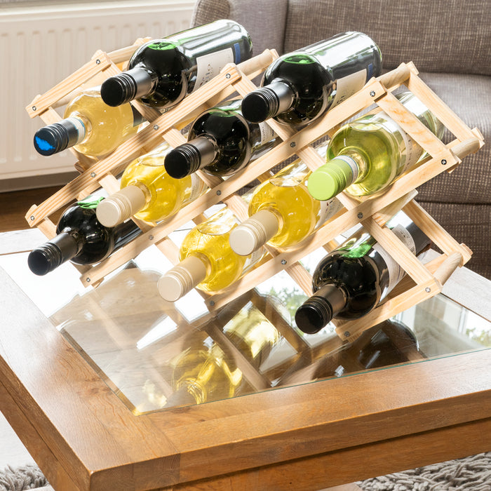 QUVIO Houten wijnrek voor 10 flessen