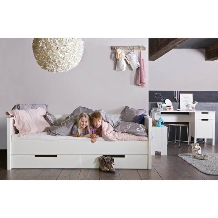 WOOOD Jade bedbank incl. Bedlade - Grenen - Wit - 209x74x100