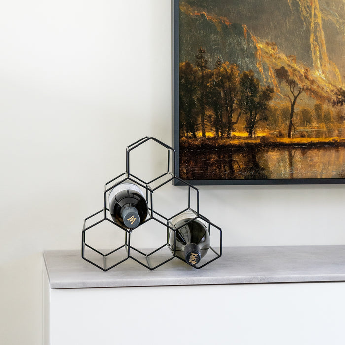 QUVIO Wijnrek voor 6 flessen metaal - Zwart