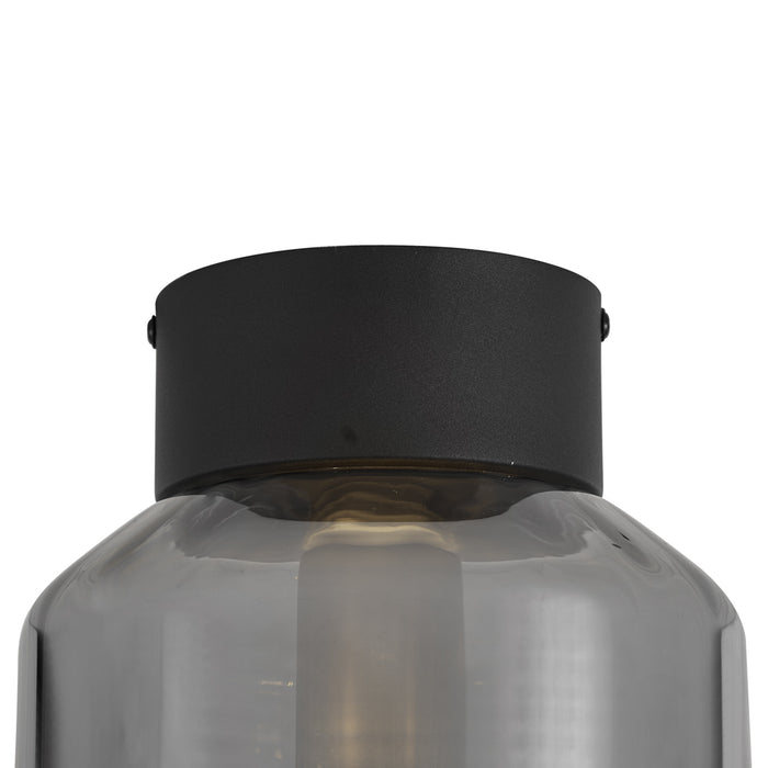 QAZQA Moderne plafondlamp zwart met smoke glas - Stiklo