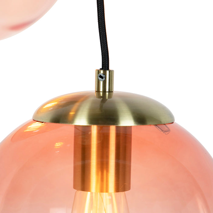 QAZQA Art deco hanglamp messing 45 cm 3-lichts roze - Pallon