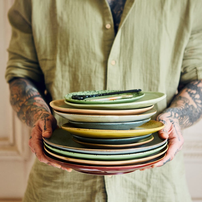 HKliving 70's Ceramics Bord Ø 22 cm - Set van 2 - Mist