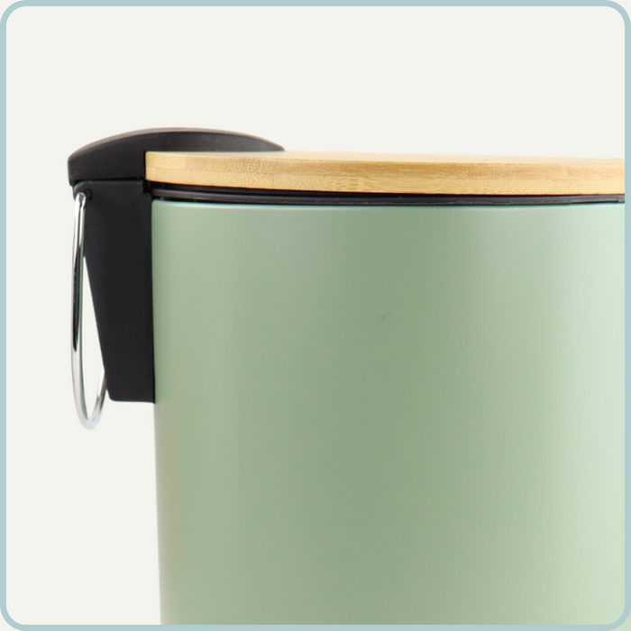 Nordix Pedaalemmer Prullenbak Groen 3 Liter Bamboe en metaal