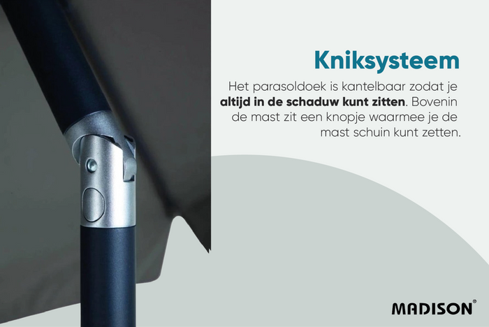 Madison stokparasol Delos Luxe Grey 200x300 cm.