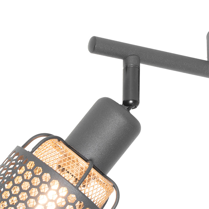 QAZQA Design plafondlamp zwart met goud 2-lichts - Noud