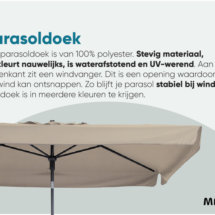 Madison stokparasol Delos luxe Sage Green 200x300 cm.