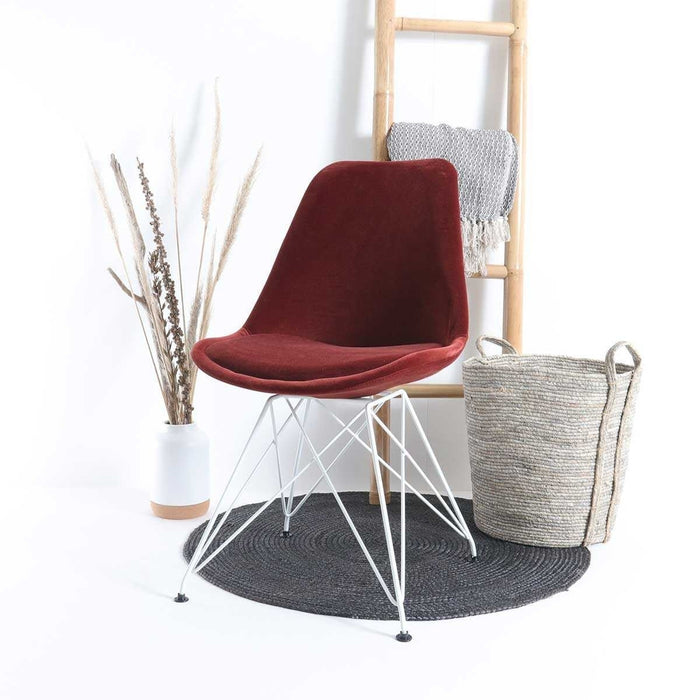 Essence Metal eetkamerstoel velvet rood - wit onderstel