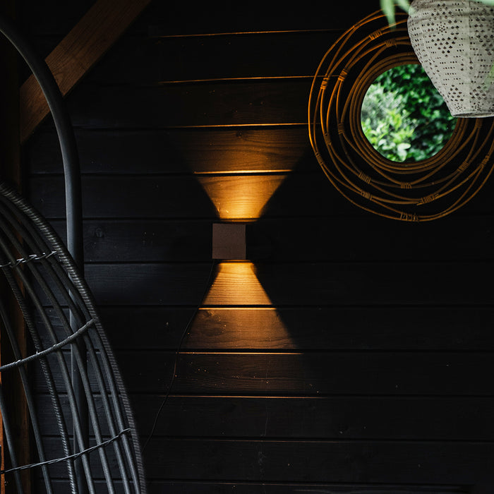 QAZQA Buiten wandlamp roestbruin incl. LED 2-lichts IP54 - Edwin