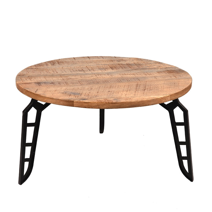 LABEL51 - Salontafel Flintstone - Rough Mangohout - Zwart Metaal