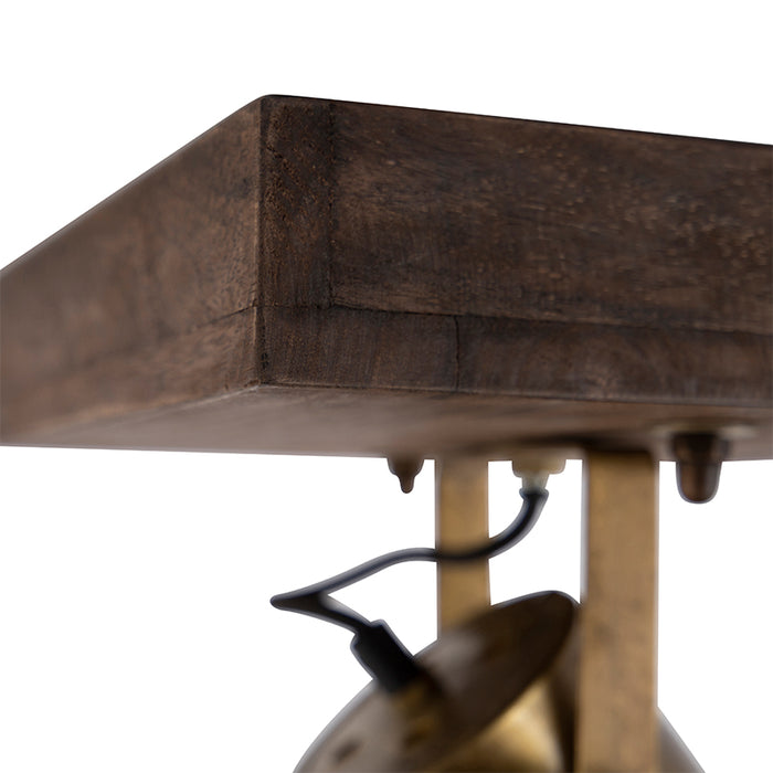 QAZQA Industriële plafondspot brons met hout 30 cm - Mangoes