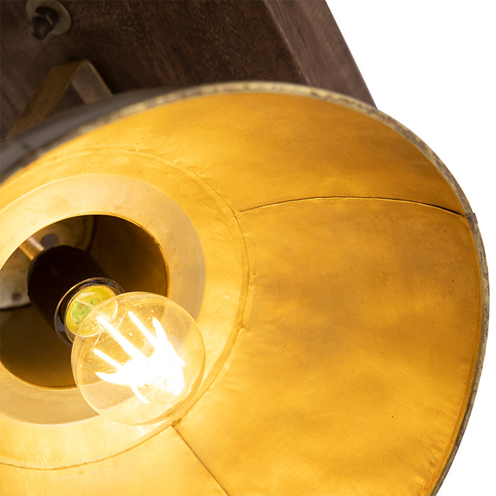 QAZQA Industriële plafondspot brons met hout 30 cm - Mangoes