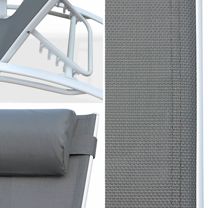 sweeek - Set van 2 aluminium en textileen ligbedden