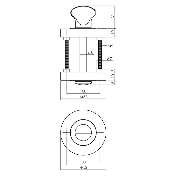 Intersteel Rozet met toilet-|badkamersluiting Ø52x10mm antracietgrijs