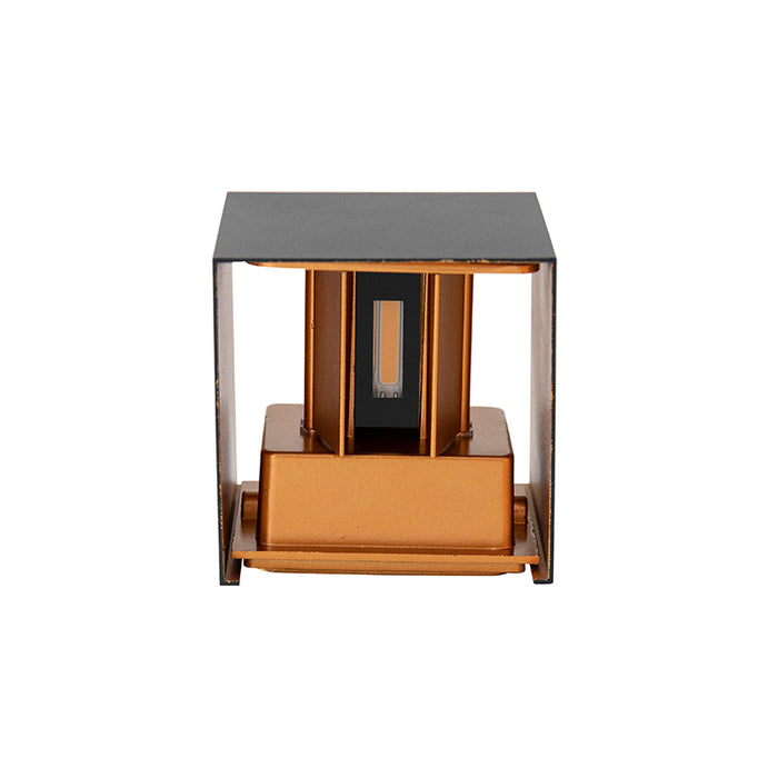 QAZQA Buiten wandlamp zwart met goud incl. LED 2-lichts IP54 - Edwin