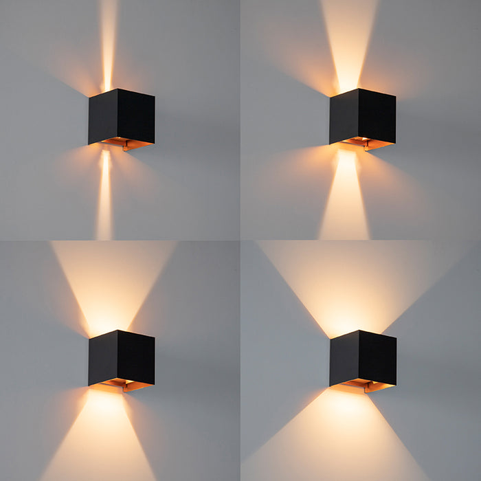 QAZQA Buiten wandlamp zwart met goud incl. LED 2-lichts IP54 - Edwin