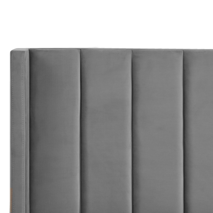 Beliani - VILLETTE - Tweepersoonsbed - Grijs - 160 x 200 cm - Fluweel