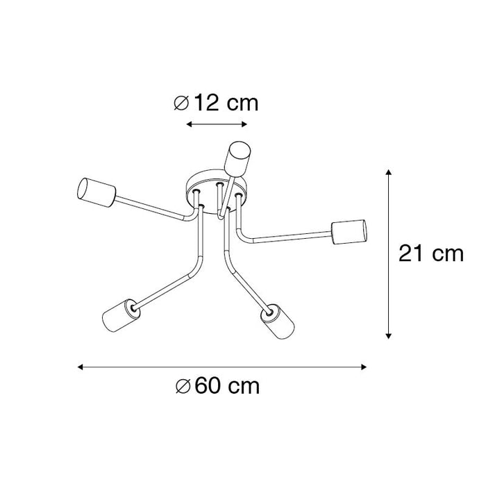 QAZQA Design plafondlamp zwart 5-lichts - Facile
