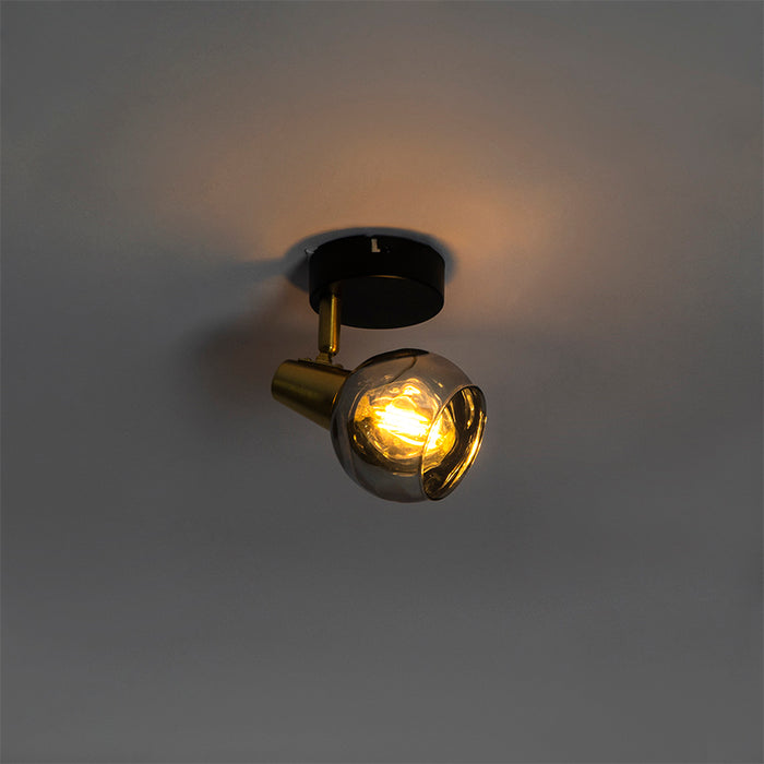 QAZQA Art Deco spot goud met smoke glas - Vidro