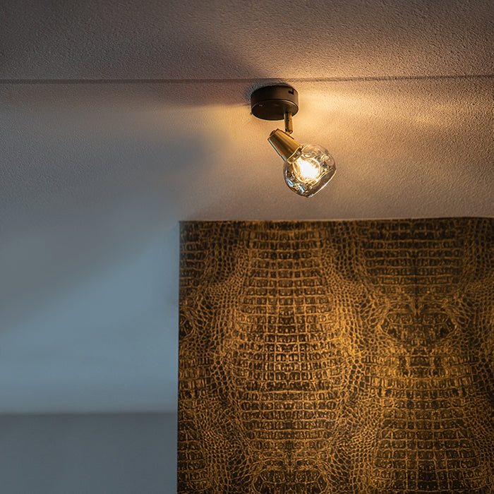 QAZQA Art Deco spot goud met smoke glas - Vidro