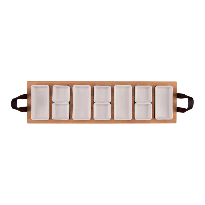 Bowls and Dishes Puur Hout Serveerplank 7-vaks 69 x 19,5 cm - Wit