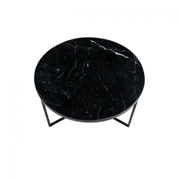 KICK SALONTAFEL MARBLE ROND 70X70 CM - ZWART