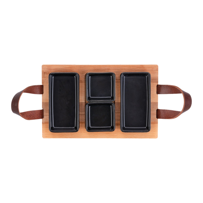 Bowls and Dishes Puur Hout Serveerplank 3-vaks 30 x 19,5 cm - Zwart