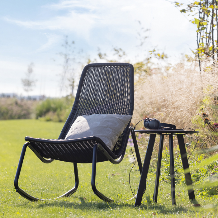 WOOOD Tom Schommelstoel Buiten - Rattan - Zwart - 97x51x95