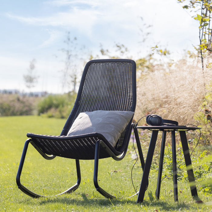 WOOOD Tom Schommelstoel Buiten - Rattan - Zwart - 97x51x95