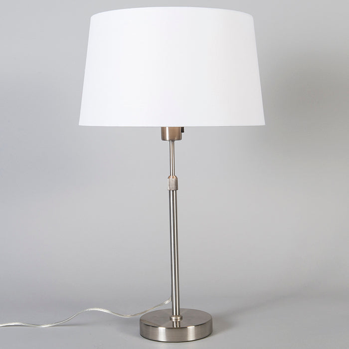 QAZQA Tafellamp staal met kap wit 35 cm verstelbaar - Parte