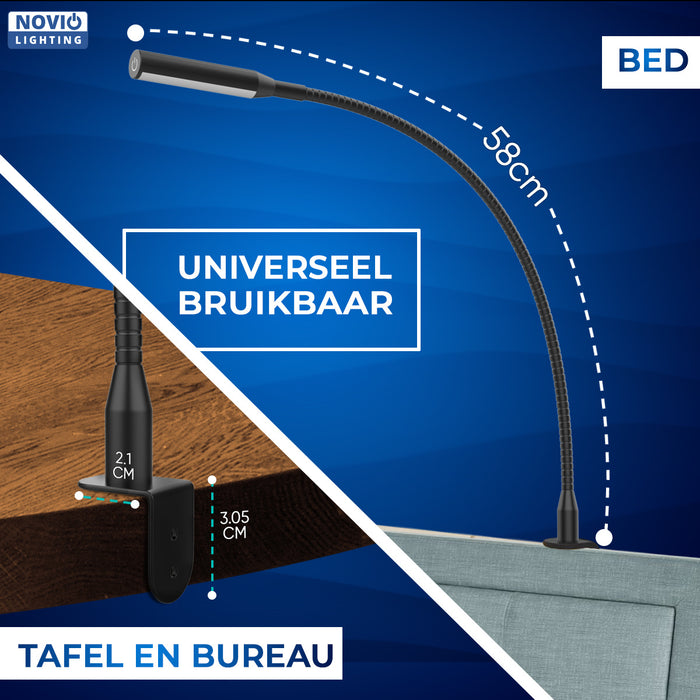 Novio Bed Leeslampjes met Dimfunctie zwart