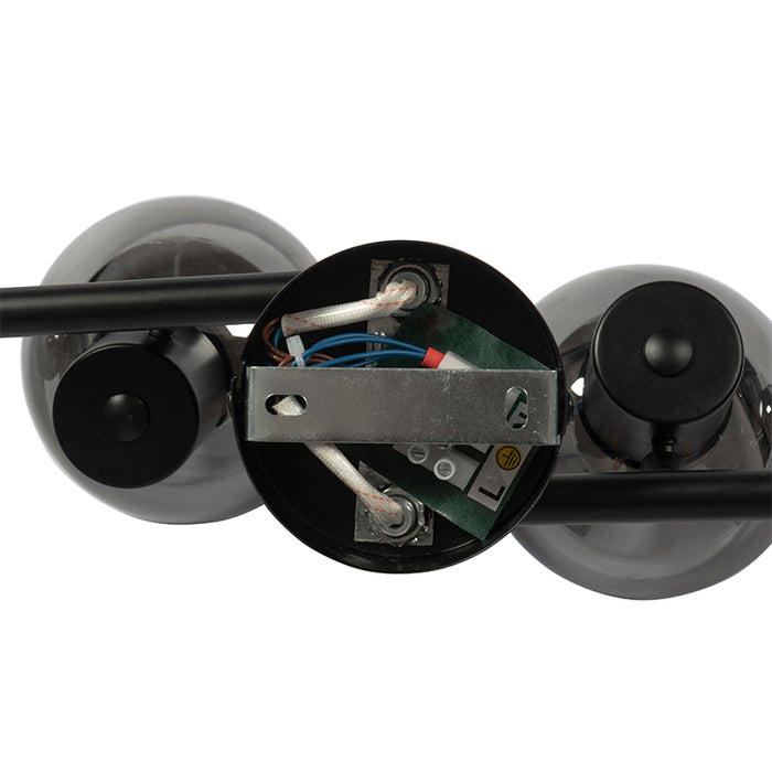 QAZQA Art Deco plafondlamp zwart met smoke glas 4-lichts - Vidro