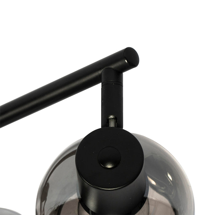 QAZQA Art Deco plafondlamp zwart met smoke glas 4-lichts - Vidro