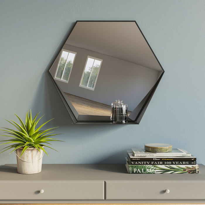 Gorillz Hive Wandspiegel met Plank - Hexagon Spiegel