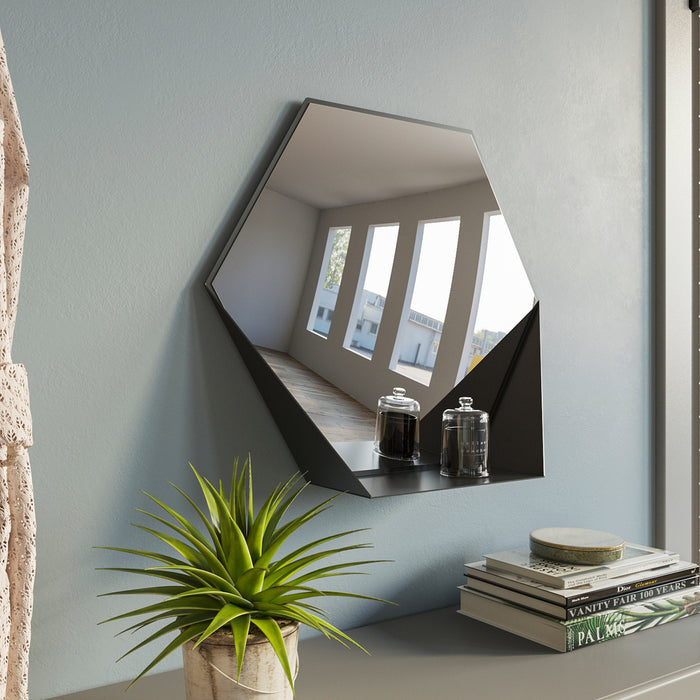 Gorillz Hive Wandspiegel met Plank - Hexagon Spiegel