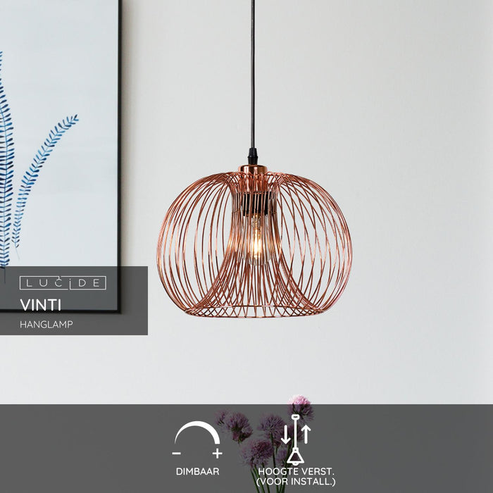 Lucide VINTI Hanglamp - Koper
